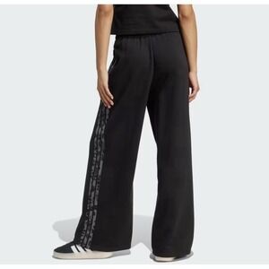 adidas Animal Print 3-Stripes Black Open Hem Pants Women's Pants Large NWT